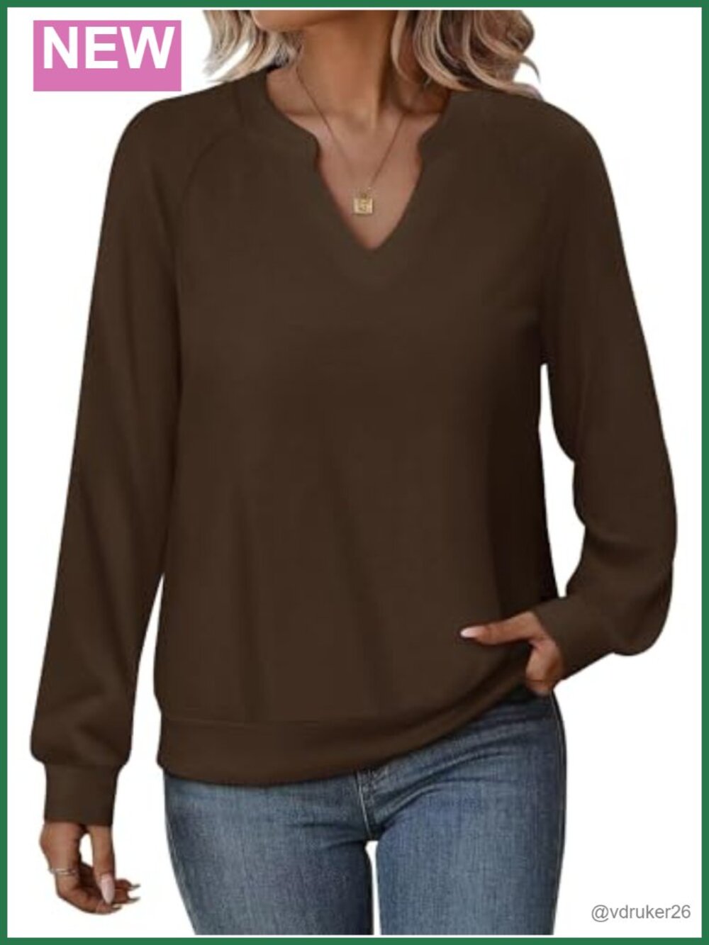 Long Sleeve V Neck Pullover Sweatshirt Casual Top